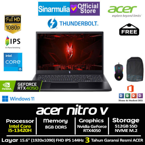 ACER Nitro V15 ANV15-51 i5-13420H RTX4050 512GB SSD 8GB 144Hz Win11+OHS8