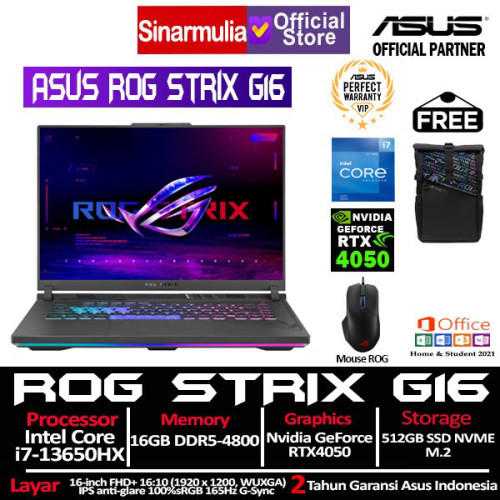 ASUS ROG Strix G16 G614JU i7-13650HX RTX4050 512GB SSD 16GB FHD+ 165Hz