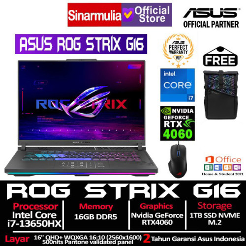 ASUS ROG Strix G16 G614JV i7-13650HX RTX4060 1TB SSD 16GB QHD+ Win11