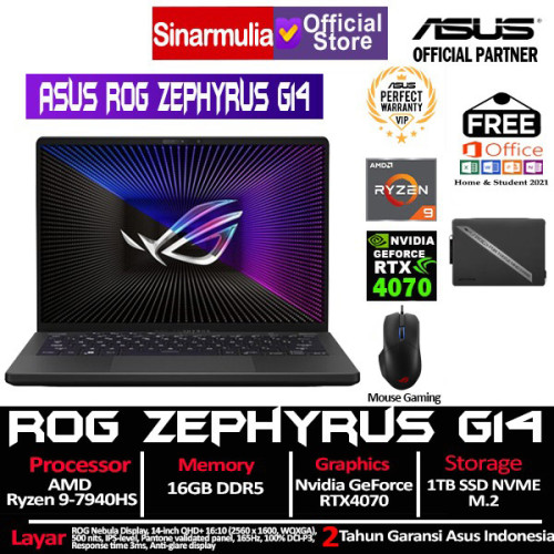 ASUS ROG Zephyrus G14 GA402XI Ryzen 9 7940HS RTX4070 1TB SSD 16GB IPS