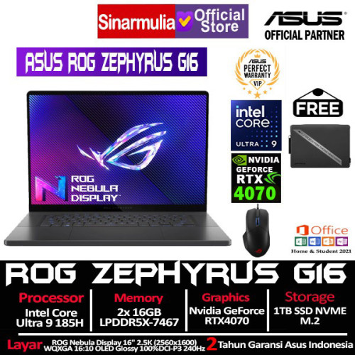 ASUS ROG Zephyrus G16 GU605MI Intel Ultra 9 185H RTX4070 1TB SSD 32GB