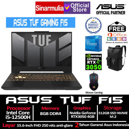 ASUS TUF Gaming F15 FX507ZC4 i5-12500H RTX3050 512GB SSD 8GB Win11+OHS