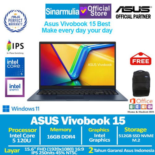 ASUS Vivobook 15 A1504VAP Core 5 120U 512GB SSD 16GB IPS Win11+OHS