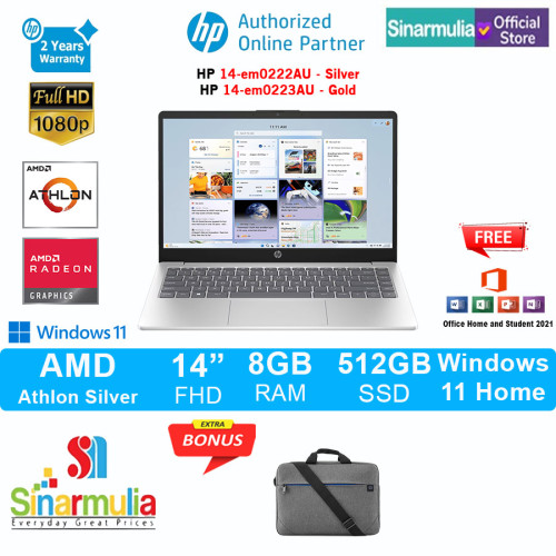 HP 14-em0222AU/em0223AU Athlon 7120U 512GB SSD 8GB FHD Win11+OHS1