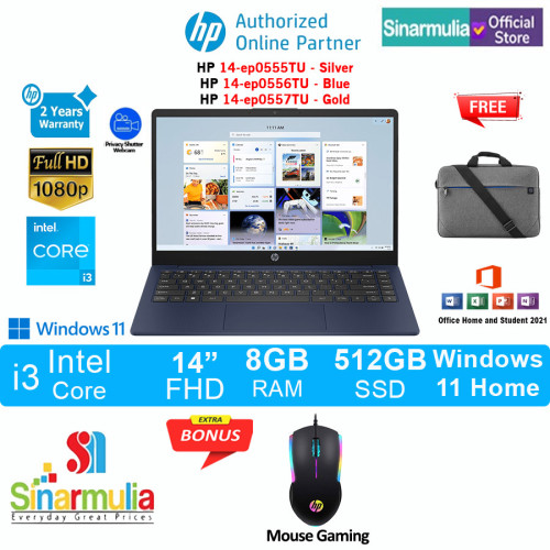 HP 14-ep0555TU/ep0556TU/ep0557TU i3-1215U 512GB SSD 8GB FHD Win11+OHS10