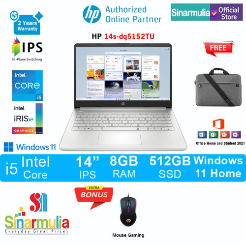 HP 14s-dq5152TU i5-1235U 512GB SSD 8GB IPS Win11+OHS