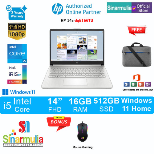 HP 14s-dq5156TU i5-1235U 512GB SSD 16GB Iris Xe Win11+OHS1