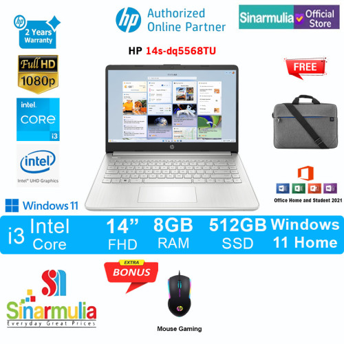 HP 14s-dq5568TU i3-1215U 512GB SSD 8GB FHD Win11+OHS