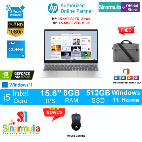 HP 15-fd0031TX/fd0032TX i5-1334U MX570A 512GB SSD 8GB IPS Win11+OHS