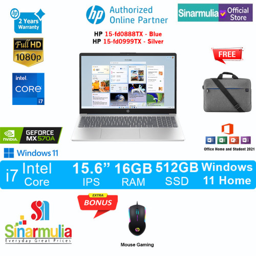 HP 15-fd0888TX/fd0999TX i7-1355U MX570A 512GB SSD 16GB IPS Win11+OHS1