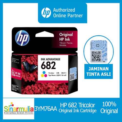 HP 682 Tricolor Original Ink Advantage Cartridge Tinta Printer Original