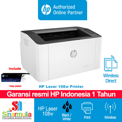 HP Laser 108w Printer Wireless Garansi Resmi