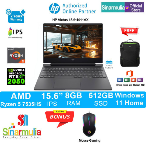 HP Victus 15-fb1011AX Ryzen 5 7535HS RTX2050 512GB SSD 8GB 144Hz Win11