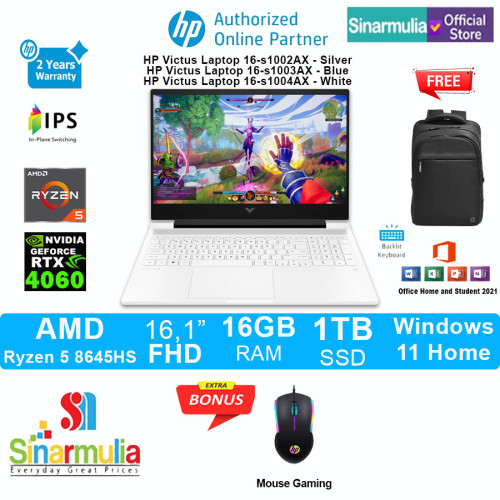 HP Victus 16-s1002AX/s1003AX/s1004AX Ryzen 5 8645HS RTX4060 1TB SSD 16GB 144Hz IPS Win11+OHS