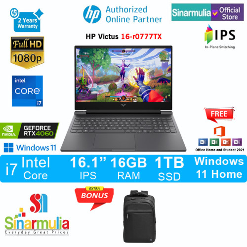 HP Victus Gaming 16-r0777TX i7-13700HX RTX4060 1TB SSD 16GB 165Hz 100%sRGB IPS Win11+OHS