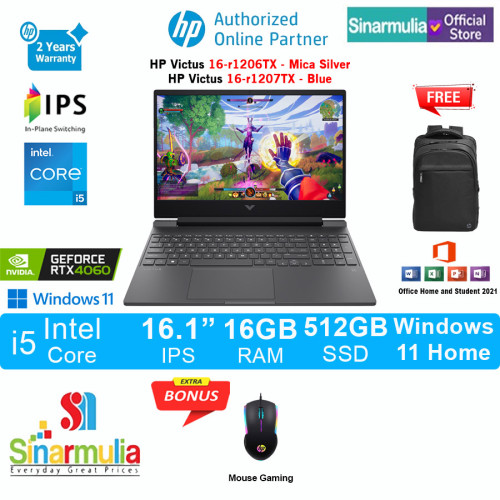 HP Victus Gaming 16-r1206TX/r1207TX i5-14450HX RTX4060 512GB SSD 16GB IPS Win11+OHS