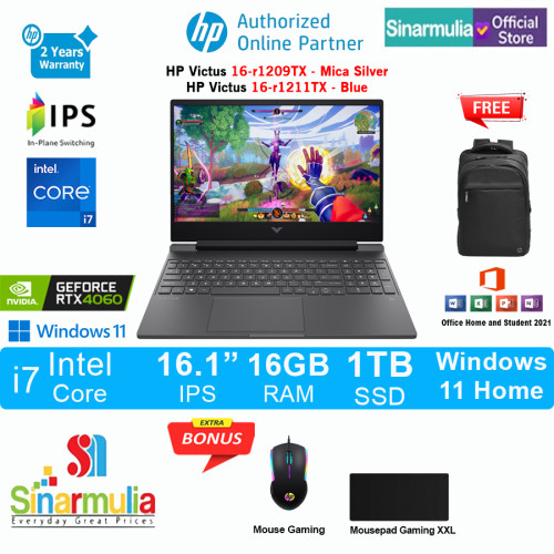 HP Victus Gaming 16-r1209TX/r1211TX i7-14650HX RTX4060 1TB SSD 16GB IPS Win11+OHS