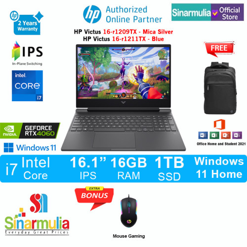 HP Victus Gaming 16-r1209TX/r1211TX i7-14650HX RTX4060 1TB SSD 16GB IPS Win11+OHS