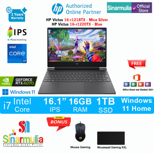 HP Victus Gaming 16-r1218TX/r1220TX i7-14650HX RTX4070 1TB SSD 16GB IPS Win11+OHS