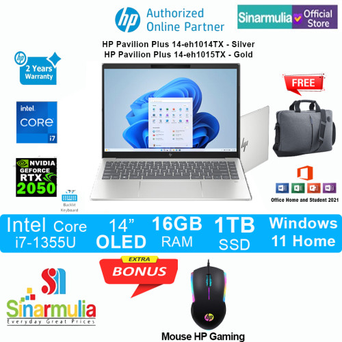 Laptop HP Pavilion Plus 14-eh1014TX/eh1015TX i7-1355U 1TB SSD 16GB OLED Win11+OHS