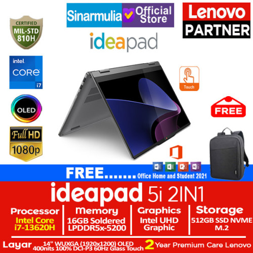 Lenovo Ideapad 5i 2IN1 i7-13620H 512GB SSD 16GB OLED Touch Win11+OHS1