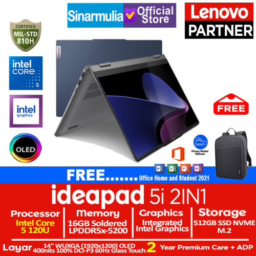 Lenovo Ideapad 5i 2IN1 Intel 5 120U 512GB SSD 16GB OLED Touch Win11