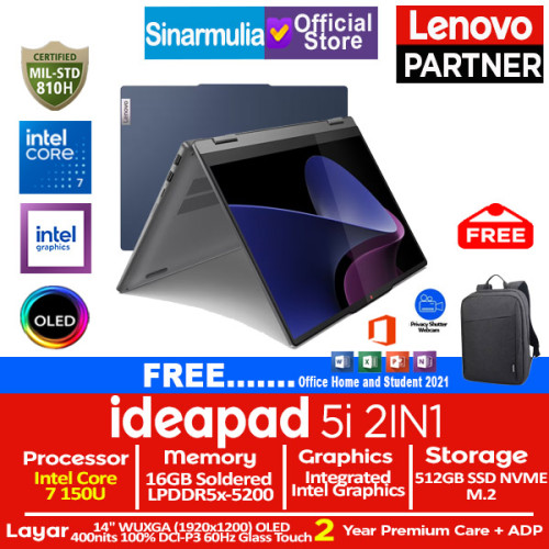 Lenovo Ideapad 5i 2IN1 Intel 7 150U 512GB SSD 16GB OLED Touch Win11