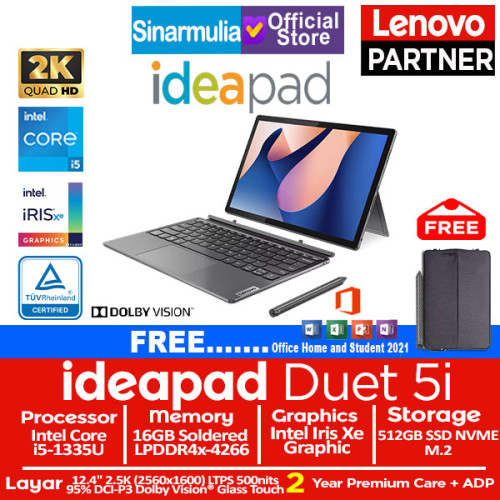 Lenovo Ideapad Duet 5i i5-1335U 512GB SSD 16GB 2.5K LTPS Touch Win11+OHS