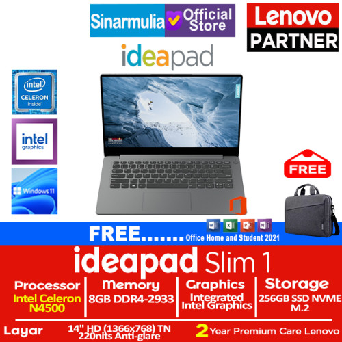 Lenovo Ideapad Slim 1 Celeron N4500 256GB SSD 8GB Win11+OHS