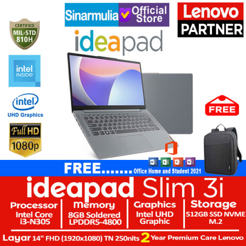 Lenovo Ideapad Slim 3i i3-N305 512GB SSD 8GB FHD Win11+OHS