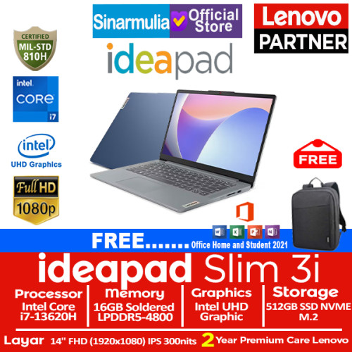 Lenovo IdeaPad Slim 3i i7-13620H 512GB SSD 16GB IPS Win11+OHS