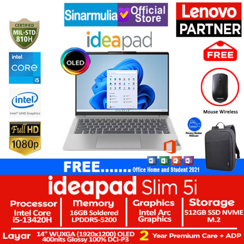 Lenovo Ideapad Slim 5i i5-13420H 512GB SSD 16GB WUXGA OLED Win11+OHS1