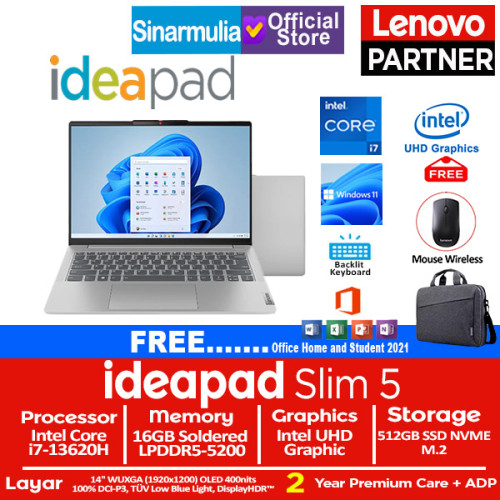 Lenovo Ideapad Slim 5i i7-13620H 512GB SSD 16GB OLED Win11+OHS1