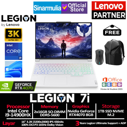 Lenovo Legion 7i i9-14900HX RTX4070 1TB SSD 32GB 3.2K 165Hz Win11+OHS