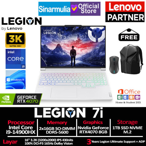 Lenovo Legion 7i i9-14900HX RTX4070 1TB SSD 32GB 3.2K 165Hz Win11+OHS12