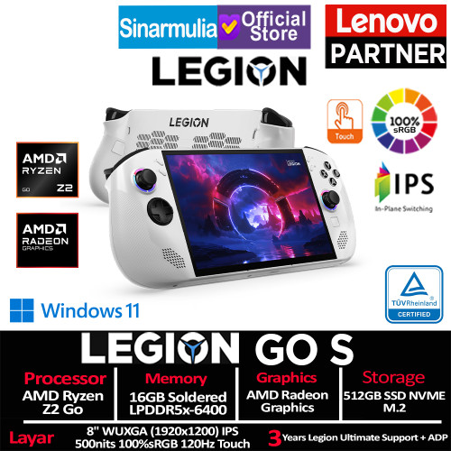 Lenovo Legion Go S Ryzen Z2 Go 512GB SSD 16GB IPS Touch 100%sRGB 120Hz Win111