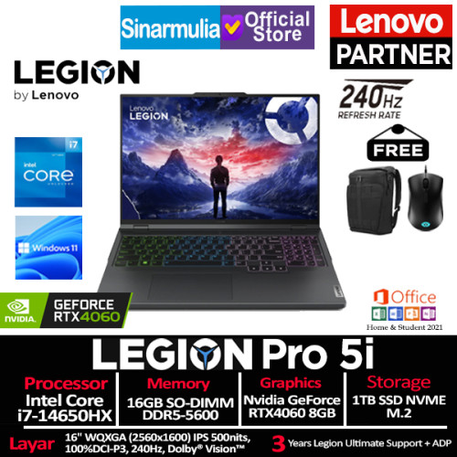 Lenovo Legion Pro 5i i7-14650HX RTX4060 1TB SSD 16GB IPS 240Hz Win11