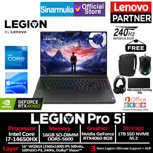 Lenovo Legion Pro 5i i7-14650HX RTX4060 1TB SSD 16GB IPS 240Hz Win11