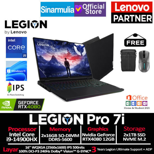 Lenovo Legion Pro 7i i9-14900HX RTX4080 2TB SSD 32GB IPS 240Hz Win11