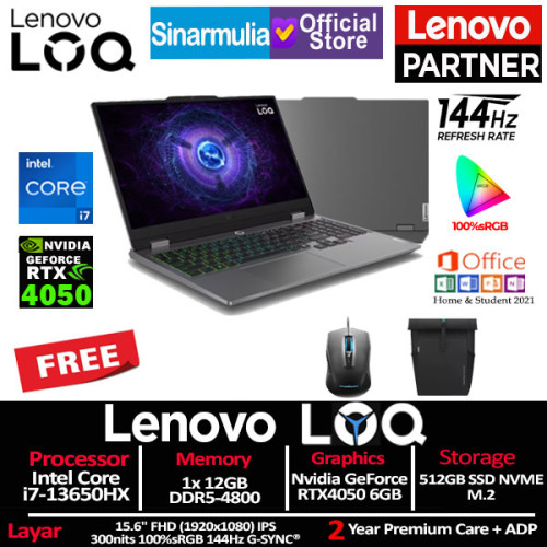 Lenovo LOQ Gaming i7-13650HX RTX4050 512GB SSD 12GB 144Hz IPS Win11