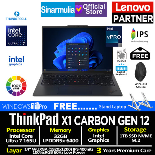 Lenovo ThinkPad X1 Carbon Intel Ultra 7 165U 1TB SSD 32GB 100%sRGB Win11Pro