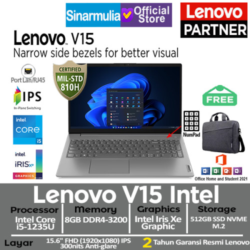 Lenovo V15 G3 i5-1235U 512GB SSD 8GB IPS Win11+OHS