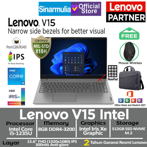 Lenovo V15 G3 i5-1235U 512GB SSD 8GB IPS Win11+OHS1