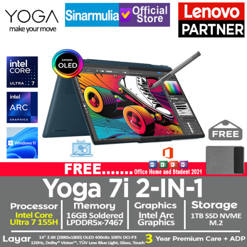 Lenovo Yoga 7i 2IN1 Intel Ultra 7 155H 1TB SSD 16GB OLED Touch Win11