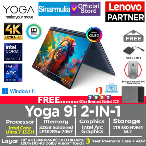Lenovo Yoga 9i 2IN1 Intel Ultra 7 155H 1TB SSD 32GB 4K OLED Touch Win11+OHS