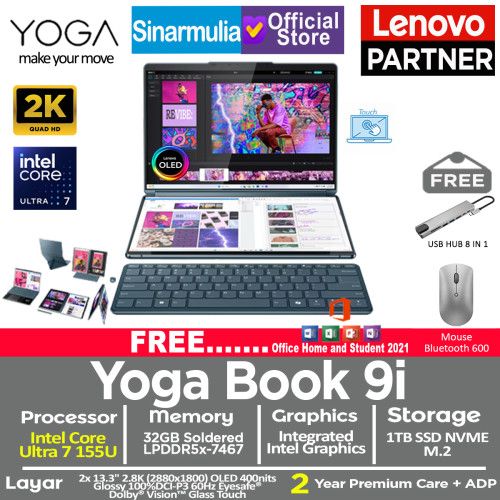 Lenovo Yoga Book 9i Intel Ultra 7 155U 1TB SSD 32GB 2.8K OLED Touch Win11