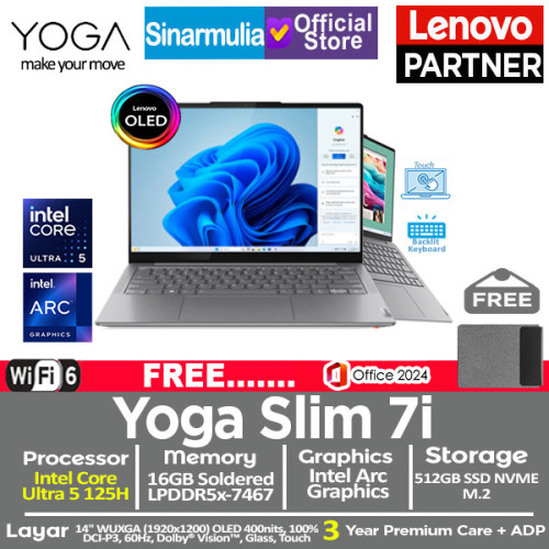 Lenovo Yoga Slim 7i Ultra 5 125H 512GB SSD 16GB OLED WUXGA 100%sRGB Touch Win11+OHS