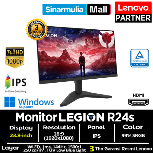 Monitor Gaming Lenovo Legion R24s IPS 144Hz 1ms FHD 99%sRGB