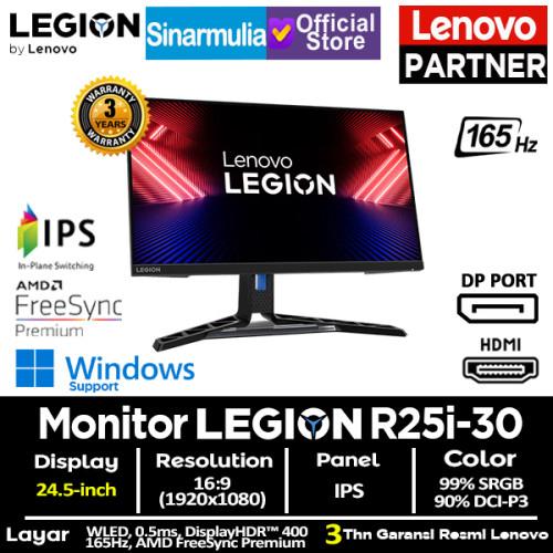 Monitor Gaming Lenovo Legion R25i-30 IPS 165Hz 0.5ms 99%sRGB