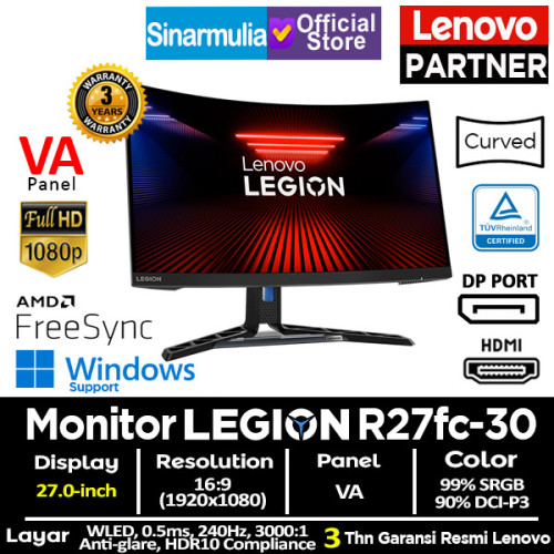 Monitor Gaming Lenovo Legion R27fc-30 VA 240Hz 0.5ms 99%sRGB HDR101